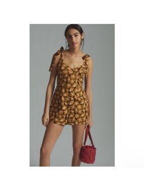 Hutch Black & Mustard Floral Tie-Shoulder Romper